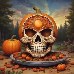 Intricate Skull Pumpkin Print